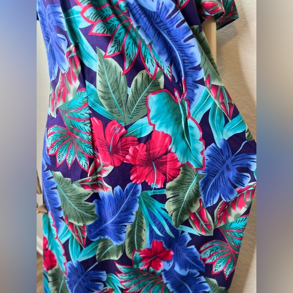 Vintage Hilo Hattie Hawaiian Floral Tropical Ruffle MuuMuu Dress Size Large - Picture 4 of 15